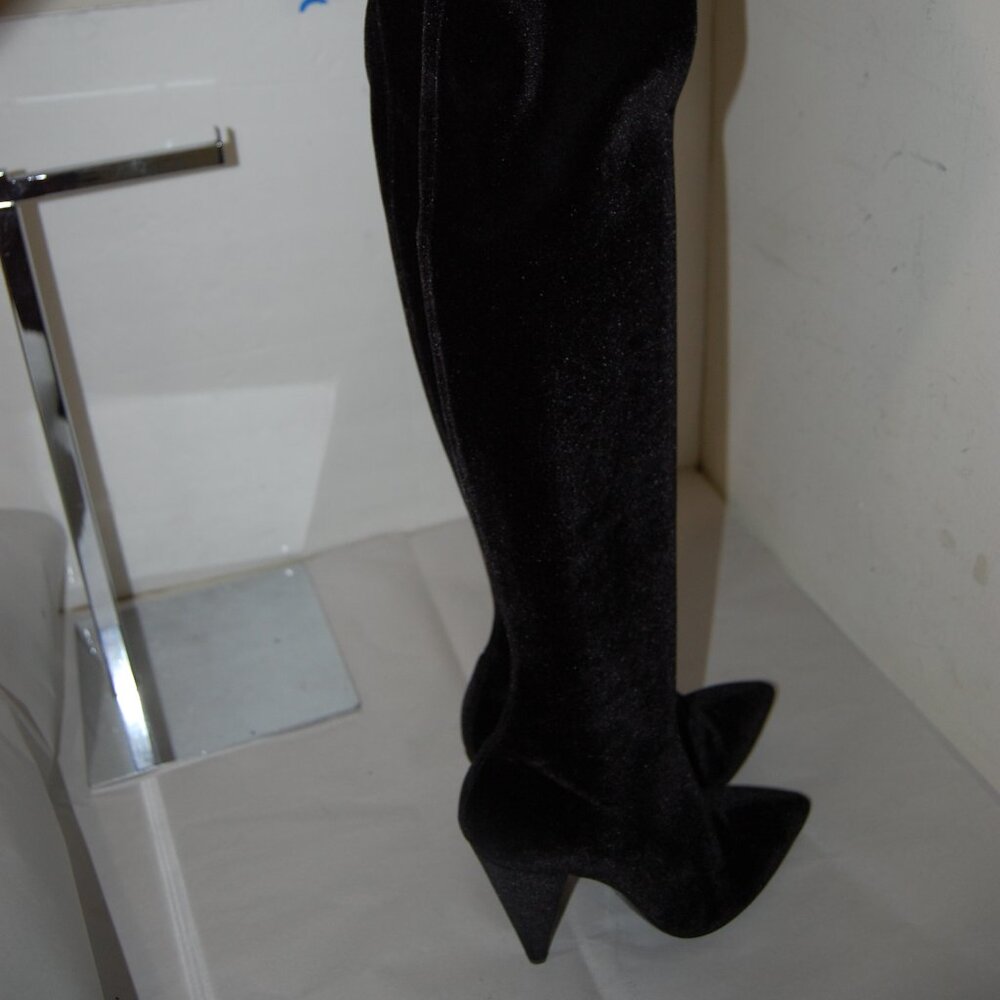 39/8.5 Stella Luna Stretch Velvet Leather Over Knee High Heels Thigh Hight Boots - Picture 5 of 11